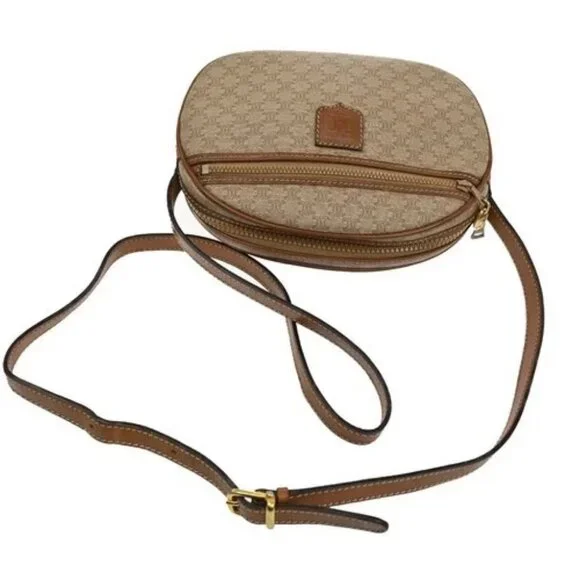 CELINE Logo Macadam Pattern Shoulder Bag PVC Leather Brown GHW Italy 62KB844 - Picture 5 of 14